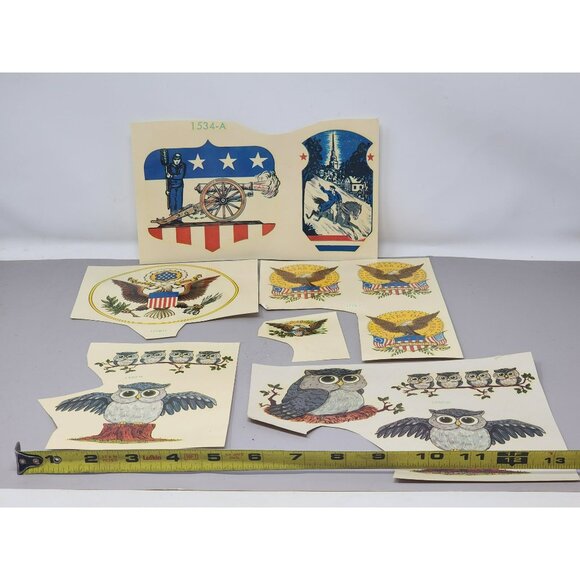 Vintage Americana & Owl Decals Set Meyercord Made‎ In USA - Picture 7 of 10